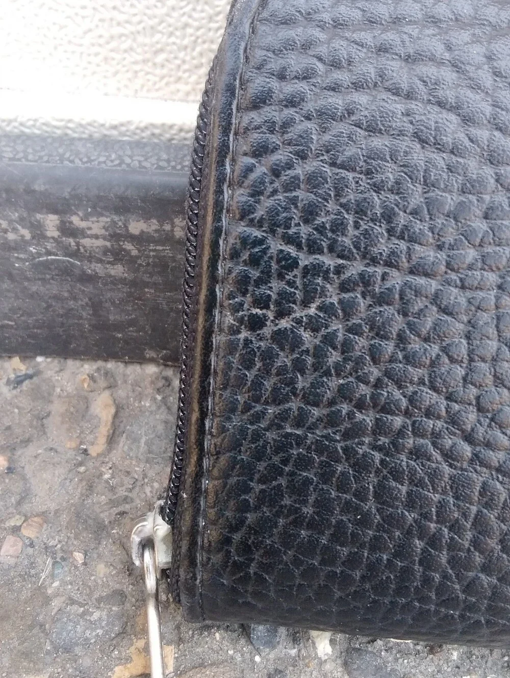 GUESS Black Pebbled Zip-Around Wallet